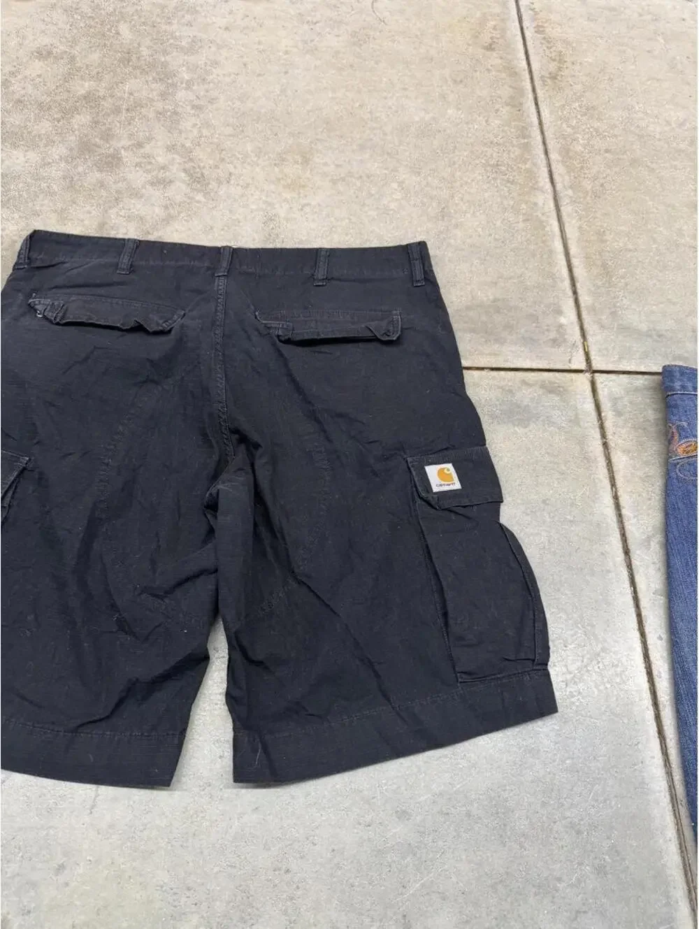 vintage carhartt black relaxed baggy fit cargo shorts size 36
